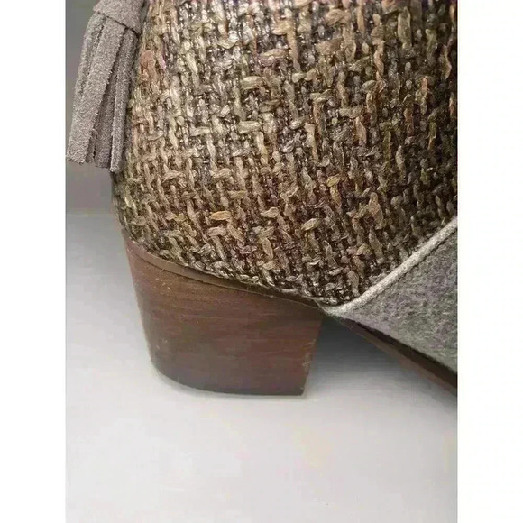 Toms Womens Leila Bootie Grey Felt Shine Zip Up Size 9 Shoes Boots Block Heel - Picture 3 of 16